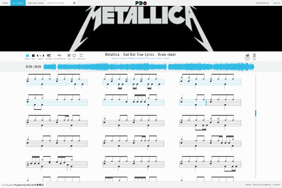 Metallica - Sad But True Lyrics | drum sheet music