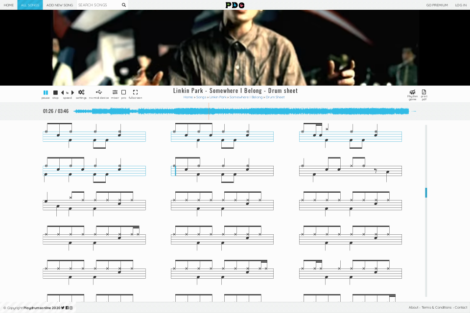Linkin Park - Somewhere I Belong | drum sheet music