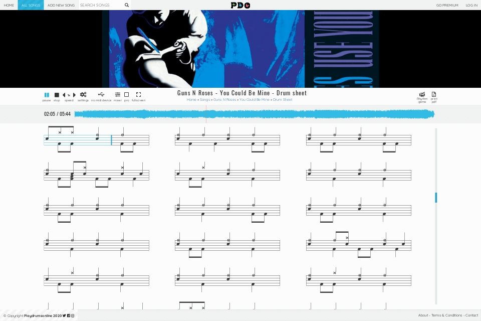 Guns N  Roses - You Could Be Mine | drum sheet music