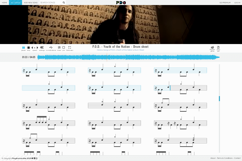 P.O.D. - Youth of the Nation | drum sheet music