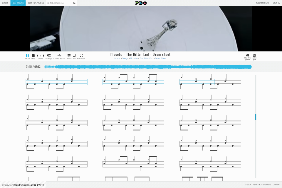 Placebo - The Bitter End | drum sheet music