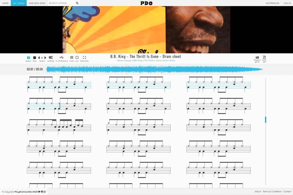 B.B. King -  The Thrill Is Gone | drum sheet music