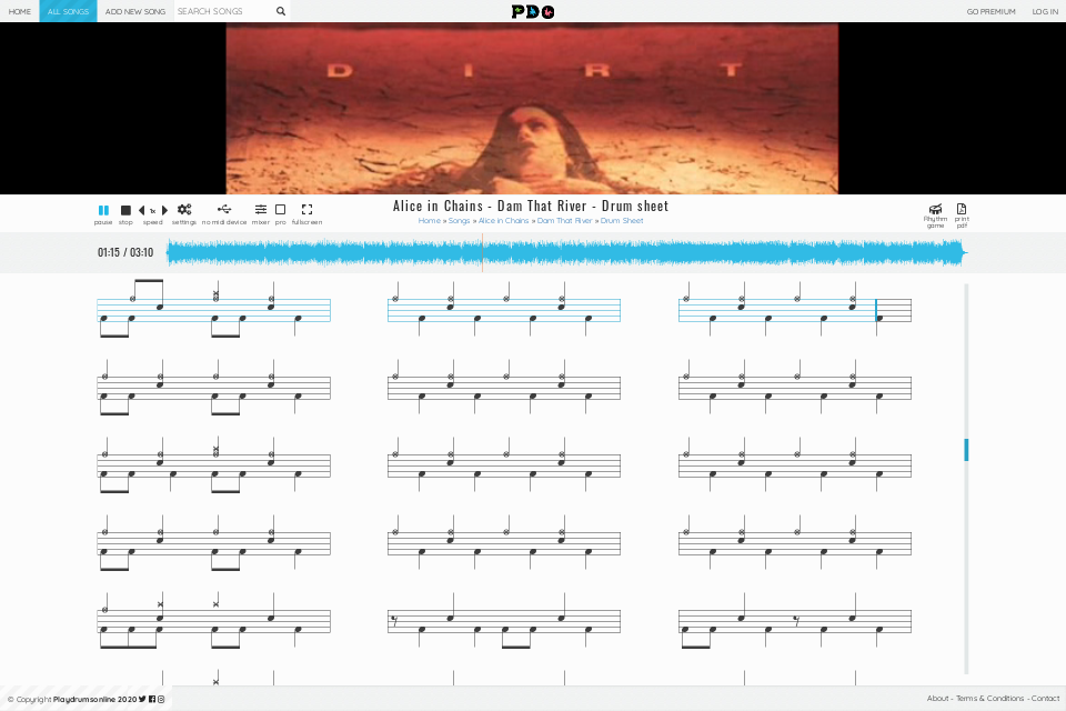 Alice in Chains - Dam That River | drum sheet music
