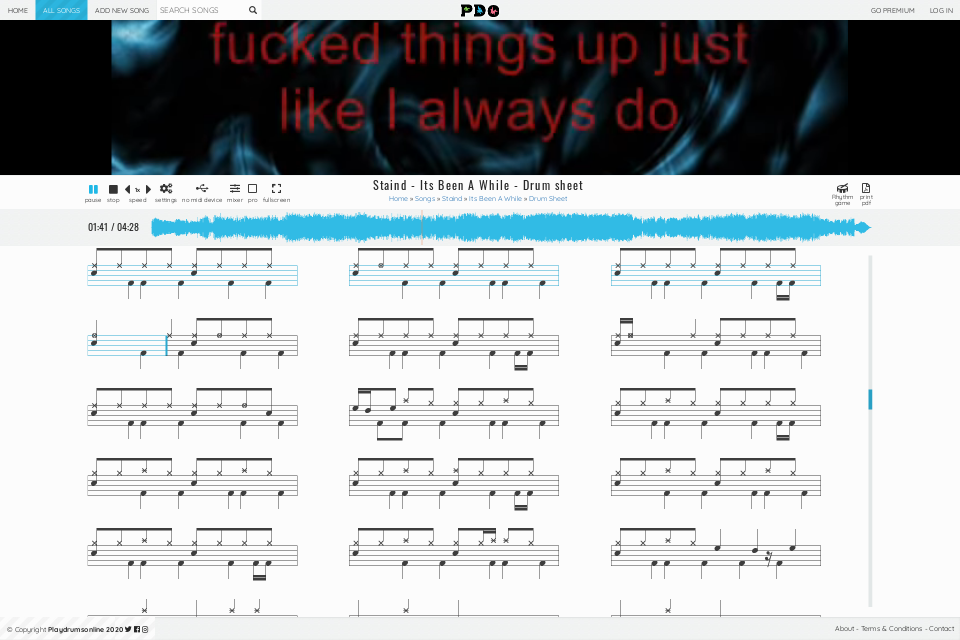 Staind - Its Been A While | drum sheet music