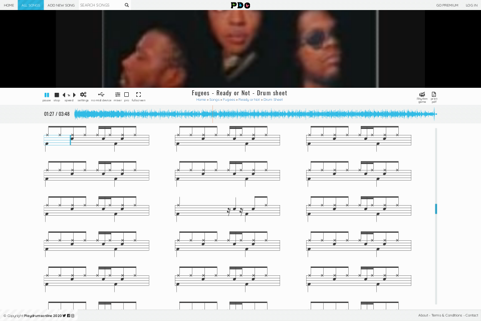 Fugees - Ready or Not | drum sheet music