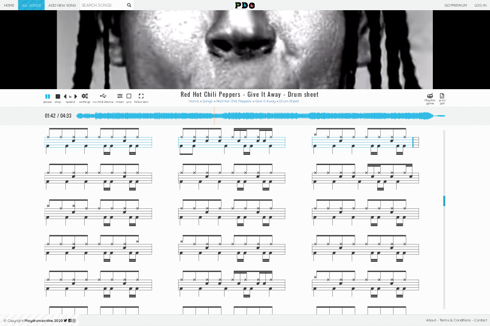 Red Hot Chili Peppers -  Give It Away | drum sheet music