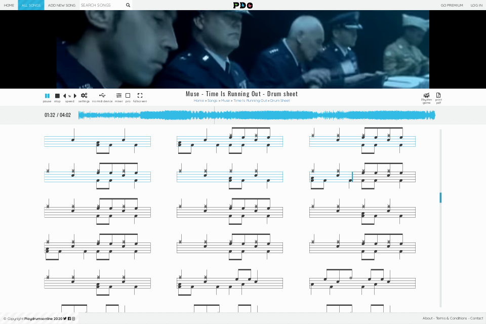 Muse - Time Is Running Out | drum sheet music