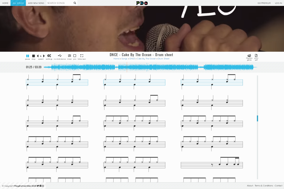 DNCE -  Cake By The Ocean | drum sheet music