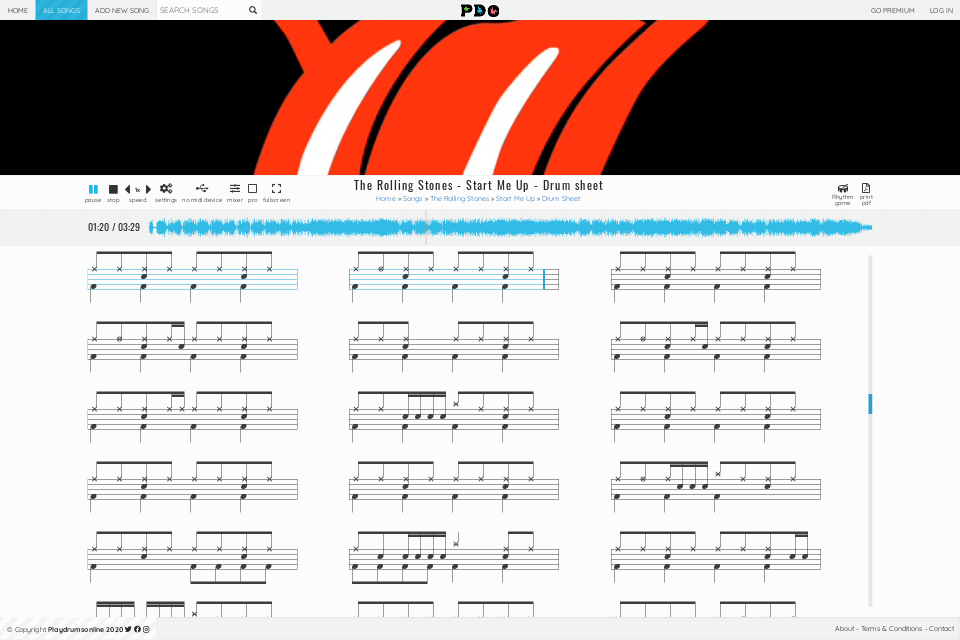 The Rolling Stones - Start Me Up | drum sheet music