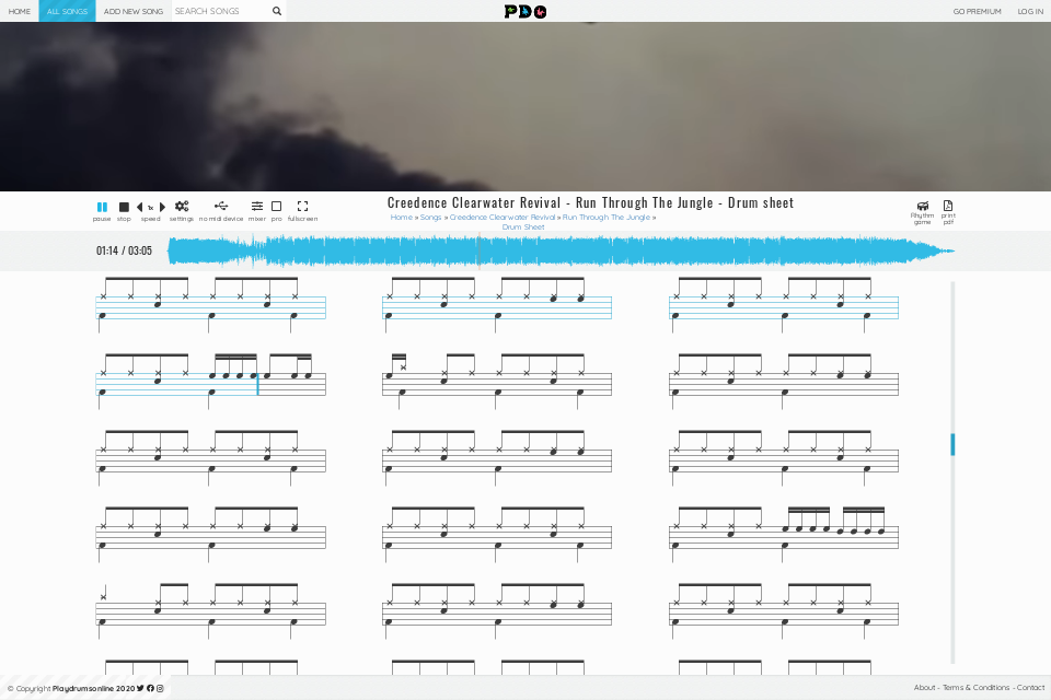 Creedence Clearwater Revival - Run Through The Jungle | drum sheet music