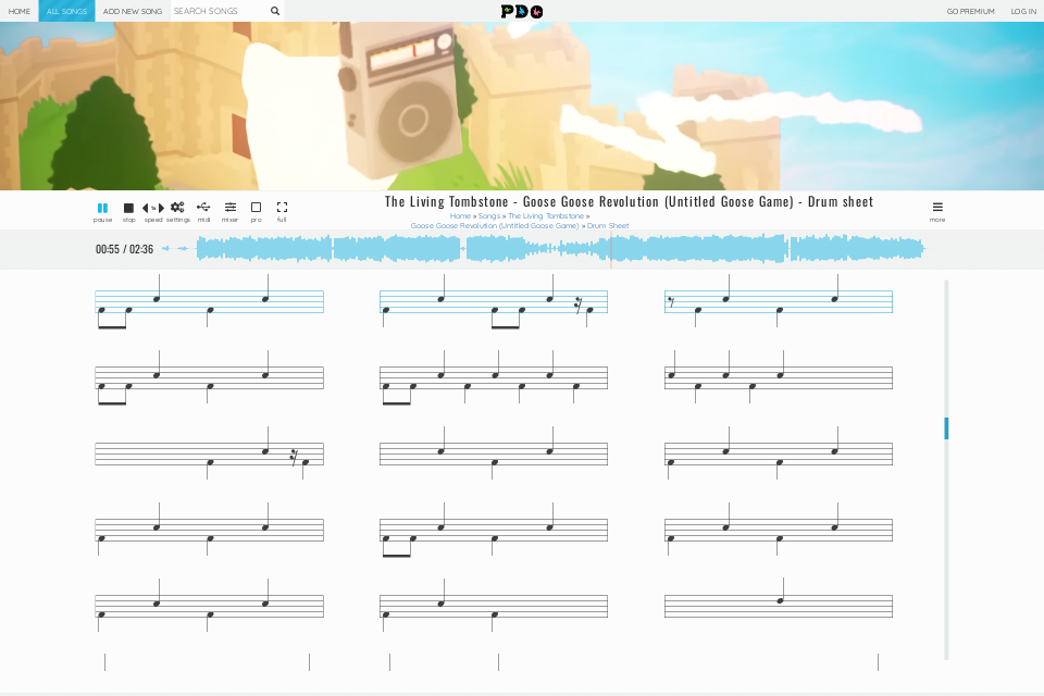 The Living Tombstone - Goose Goose Revolution (Untitled Goose Game) | drum sheet music