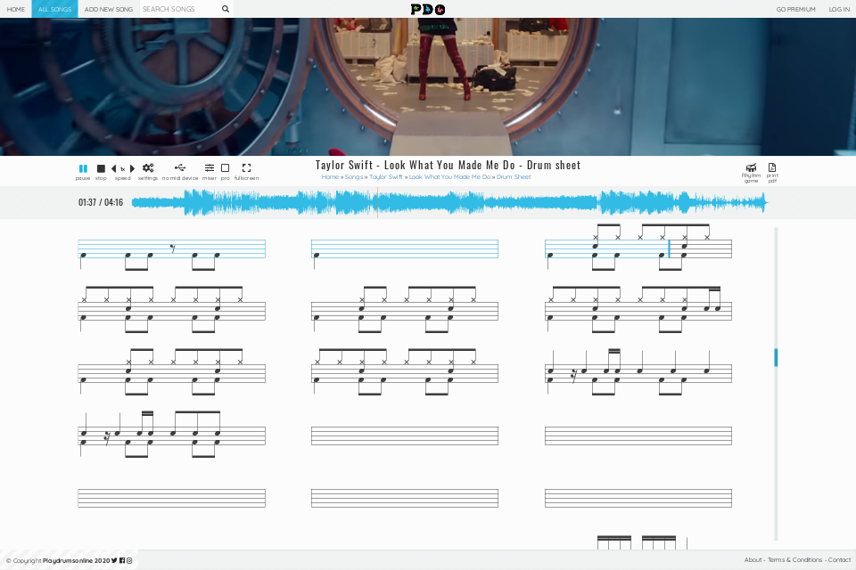 Taylor Swift - Look What You Made Me Do | drum sheet music