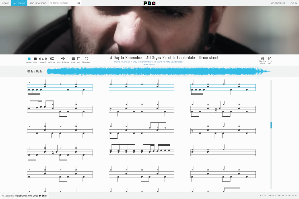 A Day to Remember - All Signs Point to Lauderdale | drum sheet music