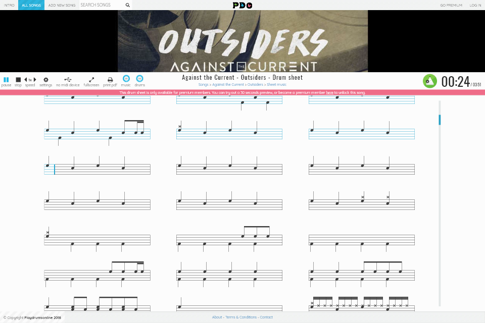 Against the Current - Outsiders | drum sheet music